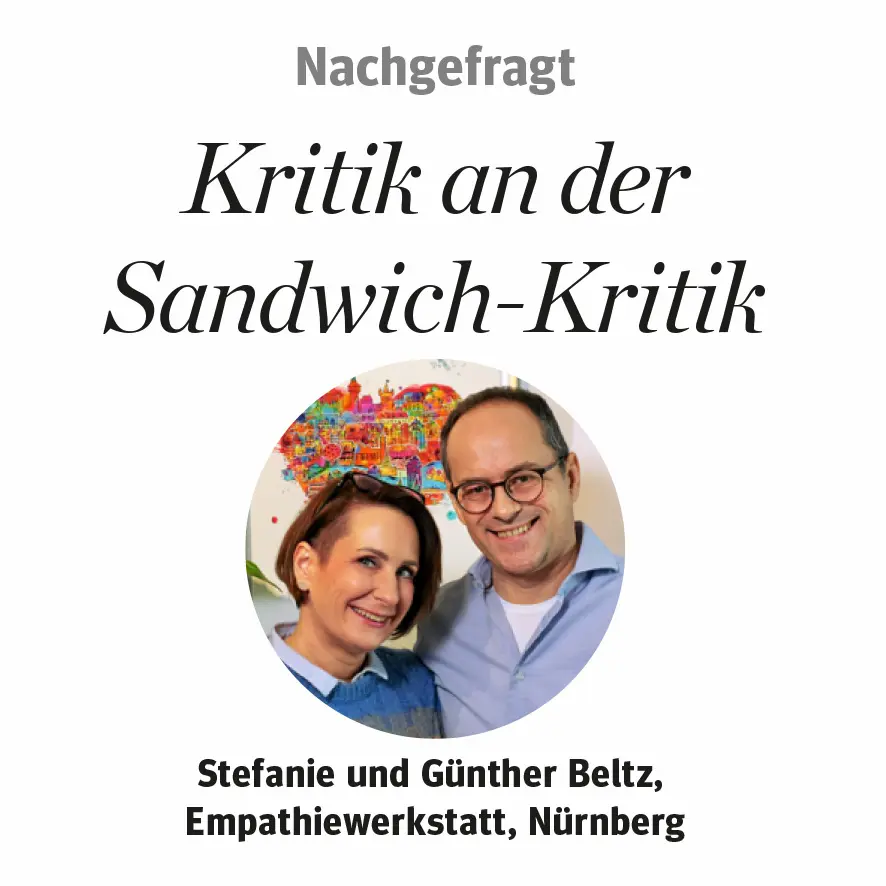 EIn Ausschnitt mit Stefanie und Günther Beltz im Titel "Kritik an der Sandwitch-Kritik